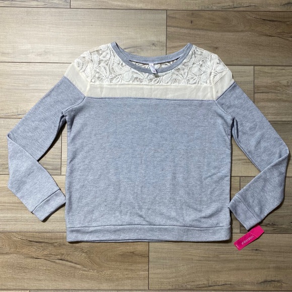 Xhilaration Womens Long Sleeve‎ Pullover Sweater With Lace Detail Size XL Gray - Picture 1 of 10